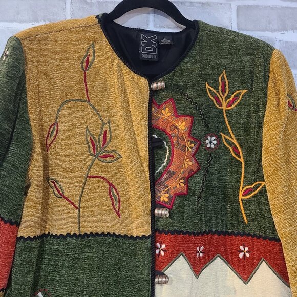 Vintage Daniel K New York USA Sweater Jacket Abstract Granny Art to Wear Large - Picture 7 of 11